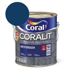 Esmalte Sintético Coralit Antiferrugem Brilhante Azul Del Rey 900ml Coral