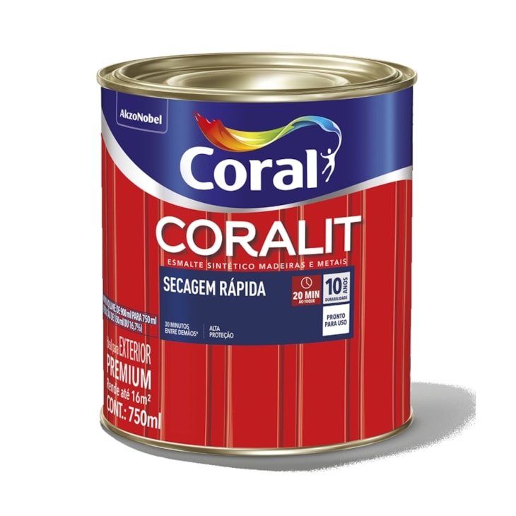 Esmalte Sintético Coralit Secagem Rápida Brilhante Vermelho 750ml Coral
