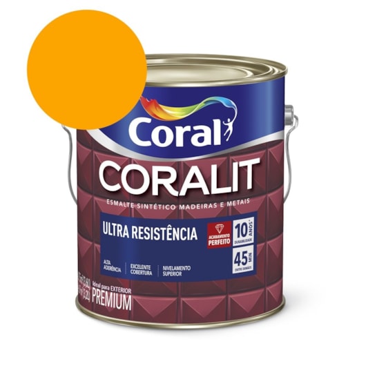 Esmalte Sintético Coralit Ultra Resistencia Alto Brilho Amarelo 3.6l Coral - Imagem principal - a3d64bdc-80f7-4d76-8d23-4cf04007a643