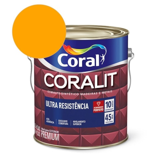 Esmalte Sintético Coralit Ultra Resistencia Alto Brilho Amarelo 3.6l Coral - Imagem principal - 31c01767-ed4c-4ed9-ab7c-8360211195d3