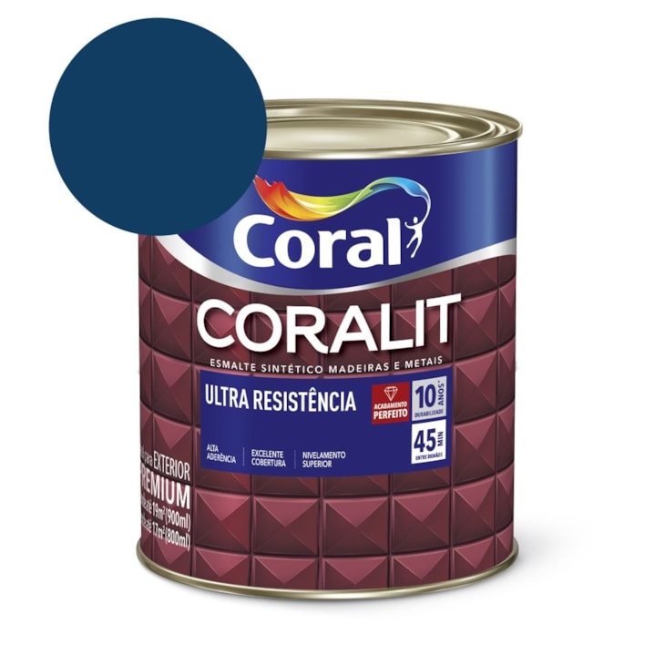 Esmalte Sintético Coralit Ultra Resistencia Alto Brilho Azul Del Rey 900ml Coral