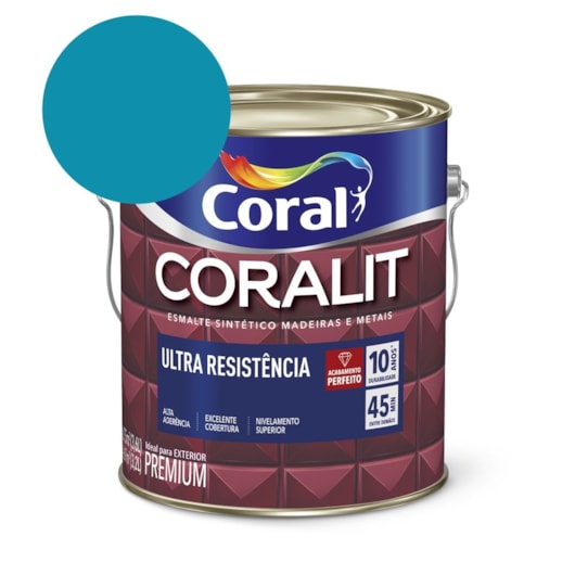 Esmalte Sintético Coralit Ultra Resistencia Alto Brilho Azul Mar 3.6l Coral - Imagem principal - f924d6c0-ea35-4d5a-a94f-5eeb1df3ac08