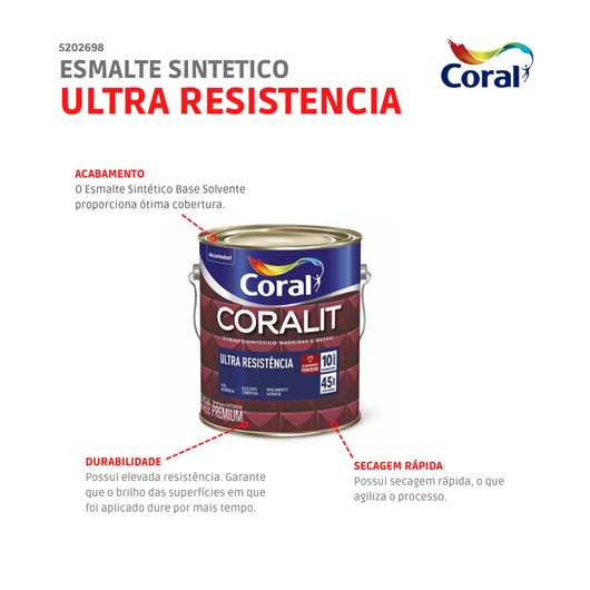 Esmalte Sintético Coralit Ultra Resistencia Alto Brilho Cinza Escuro 3.6l Coral - Imagem principal - 66b11d73-97dd-47f2-a4e9-3bdb508878fe