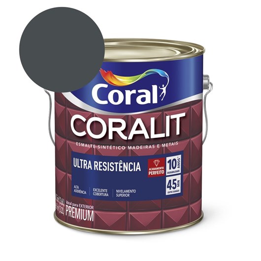 Esmalte Sintético Coralit Ultra Resistencia Alto Brilho Cinza Escuro 3.6l Coral - Imagem principal - 7a8ff099-18bb-40d0-a679-f11b04d1f7f3
