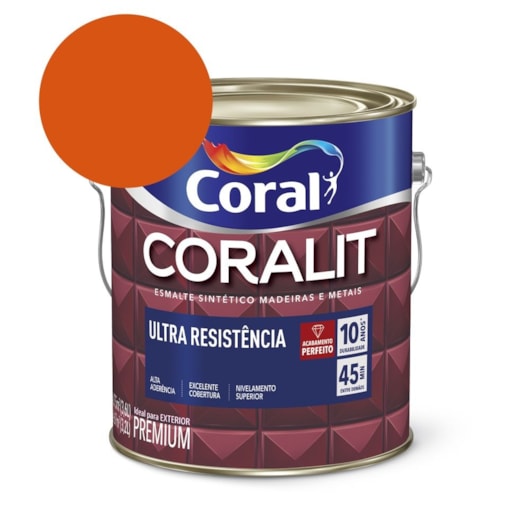 Esmalte Sintético Coralit Ultra Resistencia Alto Brilho Laranja 3.6l Coral - Imagem principal - dcc14a72-5d22-4cdd-8faf-33ee1aa8c01e