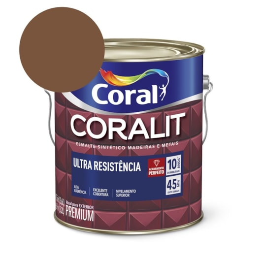 Esmalte Sintético Coralit Ultra Resistencia Alto Brilho Marrom Conhaque 3.6l Coral - Imagem principal - 900b64ef-3f25-4fec-889c-9a449350a9df