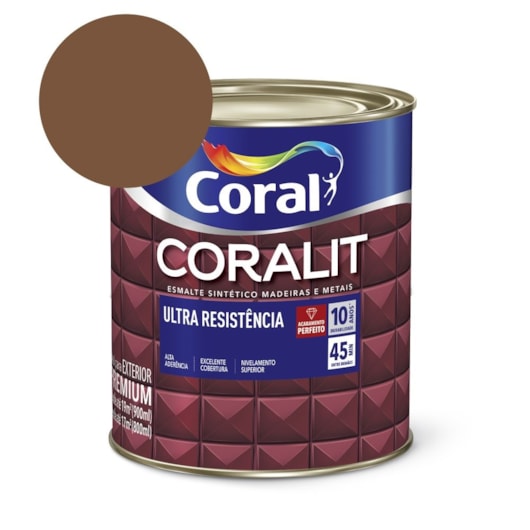 Esmalte Sintético Coralit Ultra Resistencia Alto Brilho Marrom Conhaque 900ml Coral - Imagem principal - 91971ac9-0b47-4bd3-b65b-78f3823e336f