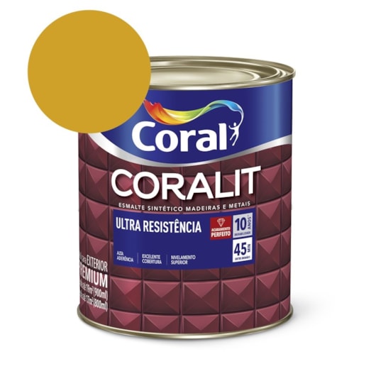 Esmalte Sintético Coralit Ultra Resistencia Alto Brilho Ouro 900ml Coral - Imagem principal - 69814d69-09d8-4a45-b404-5e7f81529950