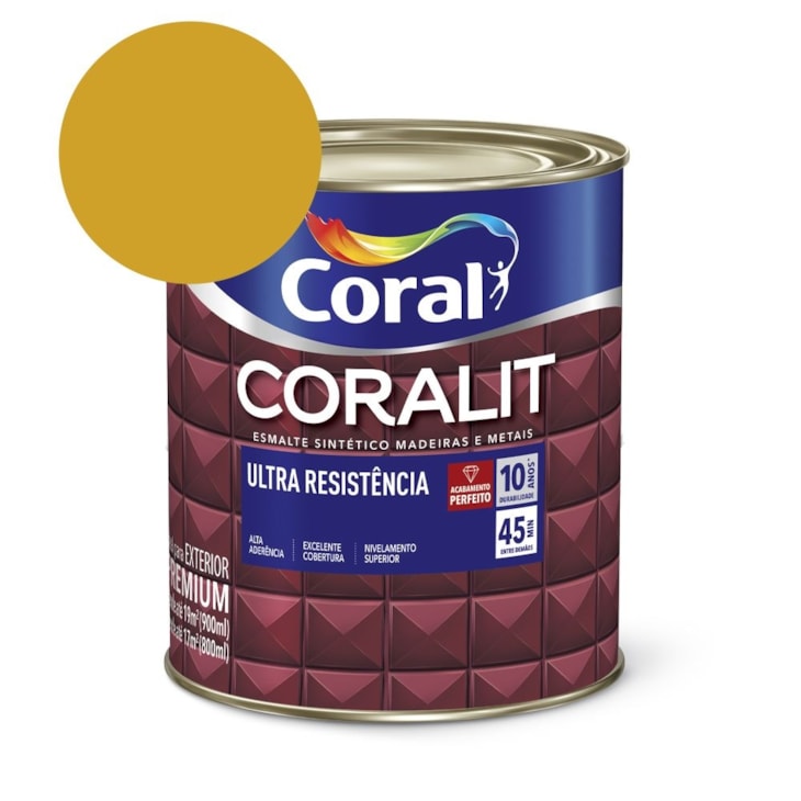 Esmalte Sintético Coralit Ultra Resistencia Alto Brilho Ouro 900ml Coral