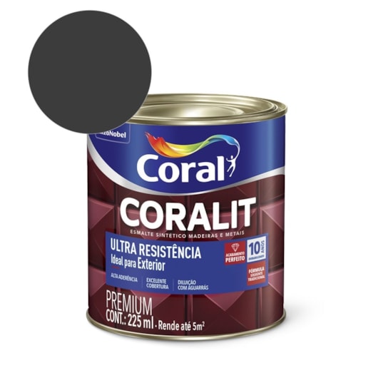 Esmalte Sintético Coralit Ultra Resistencia Alto Brilho Preto 225ml Coral - Imagem principal - e9a7428d-f7a5-4dea-8567-36c148223f04