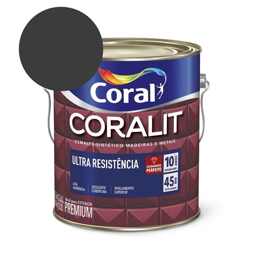 Esmalte Sintético Coralit Ultra Resistencia Alto Brilho Preto 3.6l Coral - Imagem principal - 93fb8641-372e-4248-b053-31d010af6639