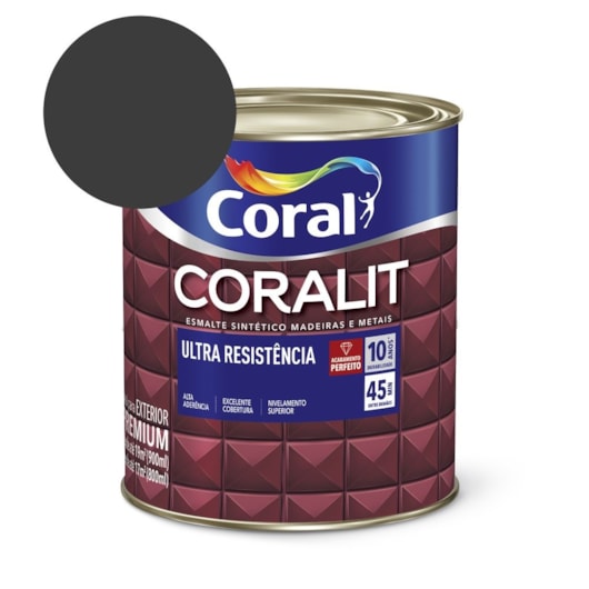 Esmalte Sintético Coralit Ultra Resistencia Alto Brilho Preto 900ml Coral - Imagem principal - c0c738b6-9525-4a9b-8a34-337ad7ce2bac