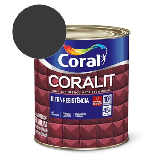 Esmalte Sintético Coralit Ultra Resistencia Alto Brilho Preto 900ml Coral - Imagem principal - bb1477a0-99a2-430e-9f8f-577f88364d31