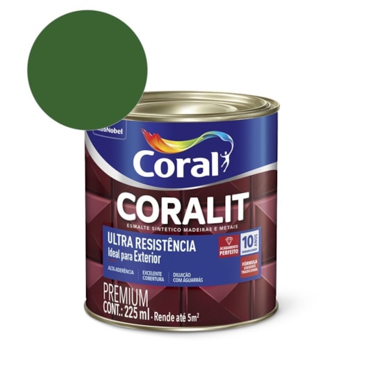 Esmalte Sintético Coralit Ultra Resistencia Alto Brilho Verde Folha 225ml Coral - Imagem principal - 0096215b-667b-46e4-874b-d79a25c8130a