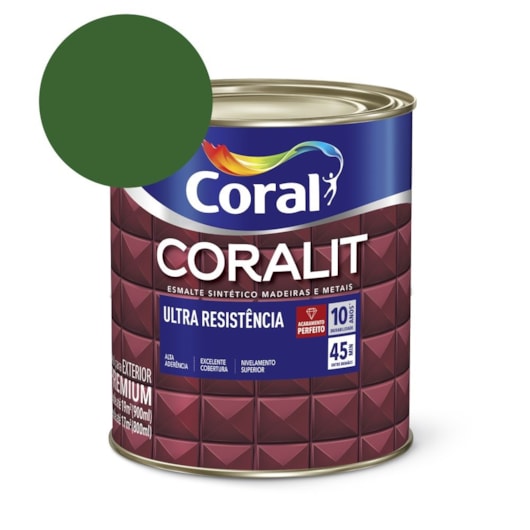 Esmalte Sintético Coralit Ultra Resistencia Alto Brilho Verde Folha 900ml Coral - Imagem principal - e18dd5f5-d169-4b53-9f36-3e17eda1b606