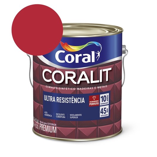 Esmalte Sintético Coralit Ultra Resistencia Alto Brilho Vermelho 3.6l Coral - Imagem principal - 61afa683-58d6-4f46-89a5-a2f980df9922