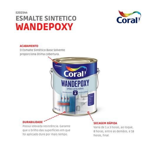 Esmalte Sintetico Epoxi Catalisavel Brilho Wandepoxy Cinza 2.7l Coral - Imagem principal - 5d167b42-777e-4b7d-bbcb-283bf0ab6f47