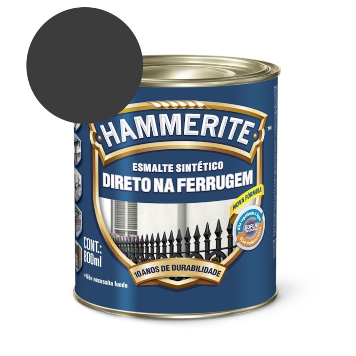 Esmalte Sintético Hammerite Brilhante Preto 800ml Coral