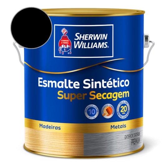 Esmalte Super Secagem Alto Brilho Preto Sherwin Williams 3,6L - Imagem principal - e93eaa88-bbe1-4c92-8b81-87e0d32ef1e6