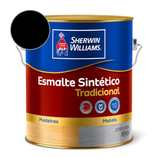 Esmalte Tradicional Alto Brilho Preto Sherwin Williams 3,6L - Imagem principal - 2ac4290b-6ebe-48d2-a5e7-07a262839b63