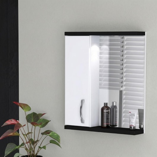 Espelheira Com 1 Lâmpada Mônaco 59,5cm Preto Rorato - Imagem principal - 75921d7f-e177-4bc6-b08e-3b6b87683bd1