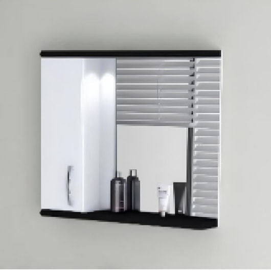 Espelheira Com 2 Lâmpada Mônaco 79,5cm Preto Rorato - Imagem principal - 090b83be-d3ab-4074-8930-f4809edcee48