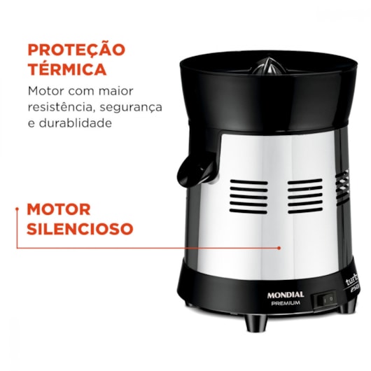 Extrator De Sucos Turbo Premiuim Preto e Inox Mondial Bivolt 250W - Imagem principal - 2f6120ba-4982-40bb-a51f-bce2762dfd7d