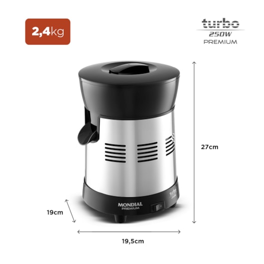 Extrator De Sucos Turbo Premiuim Preto e Inox Mondial Bivolt 250W - Imagem principal - b624332d-8925-4c56-997e-b0005125dc81