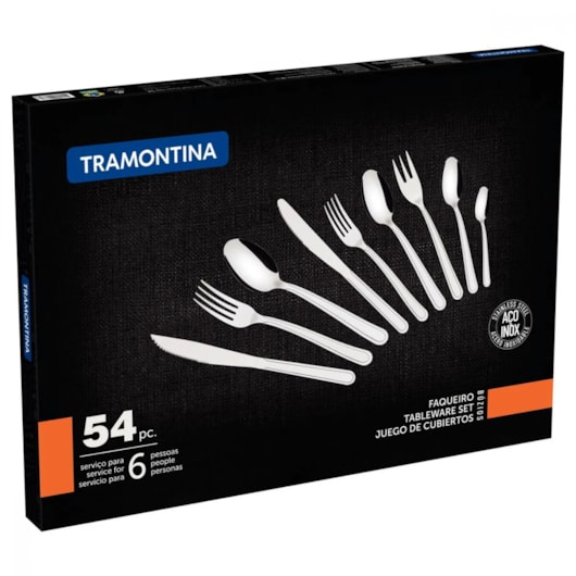 Faqueiro Búzios Com 54 Peças Inox Tramontina - Imagem principal - cd1f81a0-d244-4531-892c-1eb85b2e8e9f