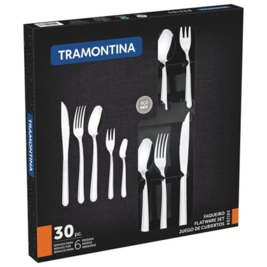 Faqueiro Em Inox Com 30 Peças Tramontina Búzios 23798/050 - Imagem principal - 23de4215-2fd9-4d22-8c06-d526a5e172fb
