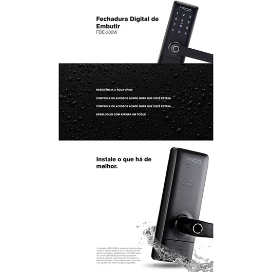 Fechadura Digital De Embutir Ep FDE-300W PADO - Imagem principal - 32e19ae0-9cd6-4a64-b140-72ca08728d9c