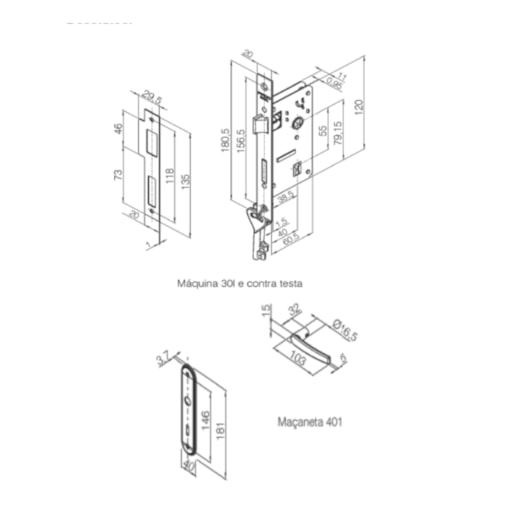 Fechadura Espelhada Concept 401 Interno Cromado Pado 40mm - Imagem principal - b3108588-880a-4882-b2ea-2ae4d8f398ec