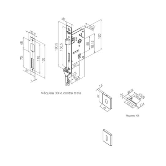 Fechadura Roseta Concept 408 Interno Preto Pado 40mm - Imagem principal - b67b46a7-2d96-41e1-97ca-6a195e9f7c41