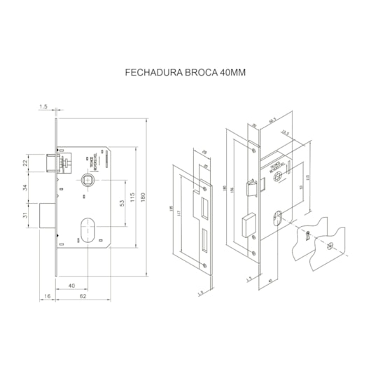 Fechadura Roseta Módena Cromado Interna MGM 40mm - Imagem principal - 14994f2f-074b-4c6d-ac89-1b35f8faacef