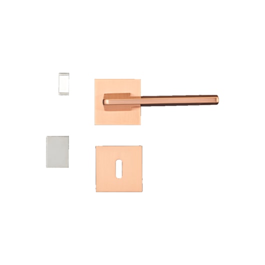 Fechadura Roseta Sara Quadra Premium Interno Para Banheiro Cobre Escovado Pado 55mm - Imagem principal - e442399a-394c-43bb-8aa7-52dacf832c01