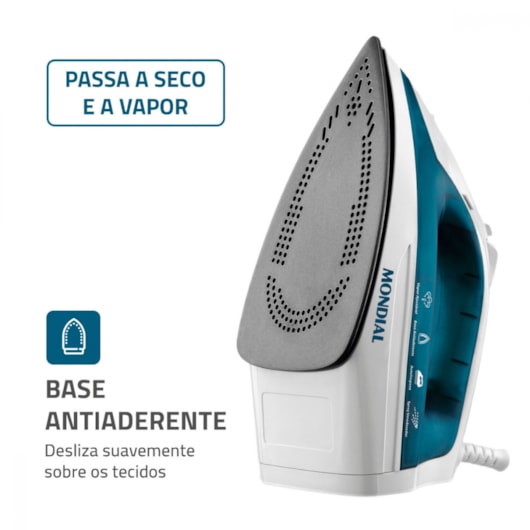 Ferro A Vapor F32 Branco E Azul Mondial 127V 1200W - Imagem principal - b16f998b-3f96-4b04-940f-1c9da360296f