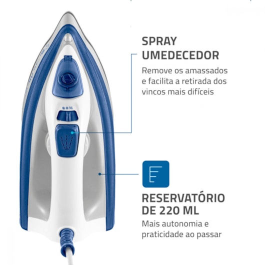 Ferro A Vapor FVN01BL Branco E Azul Mondial 127V 1200W - Imagem principal - 11242e64-2bc7-4bbd-8262-e8f9761aa85e