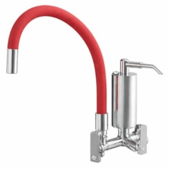 Filtro de Cozinha de Parede Bica Móvel Colorflex Vermelho Pratic Cromado Romar DN15 - DN20