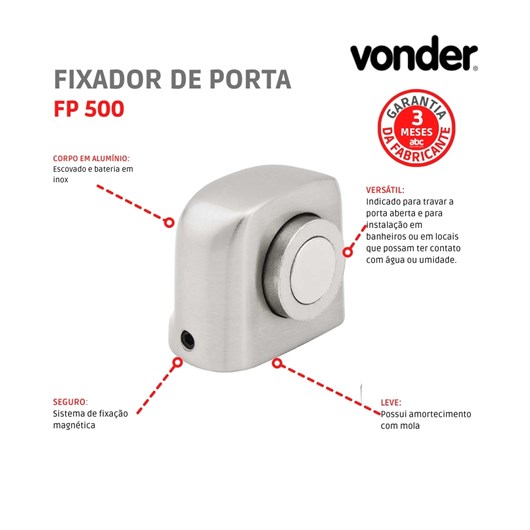 Fixador De Porta FP 500 Alumínio Vonder                                                       - Imagem principal - 8820c650-a9bd-43f3-872e-c332c0ef4aae