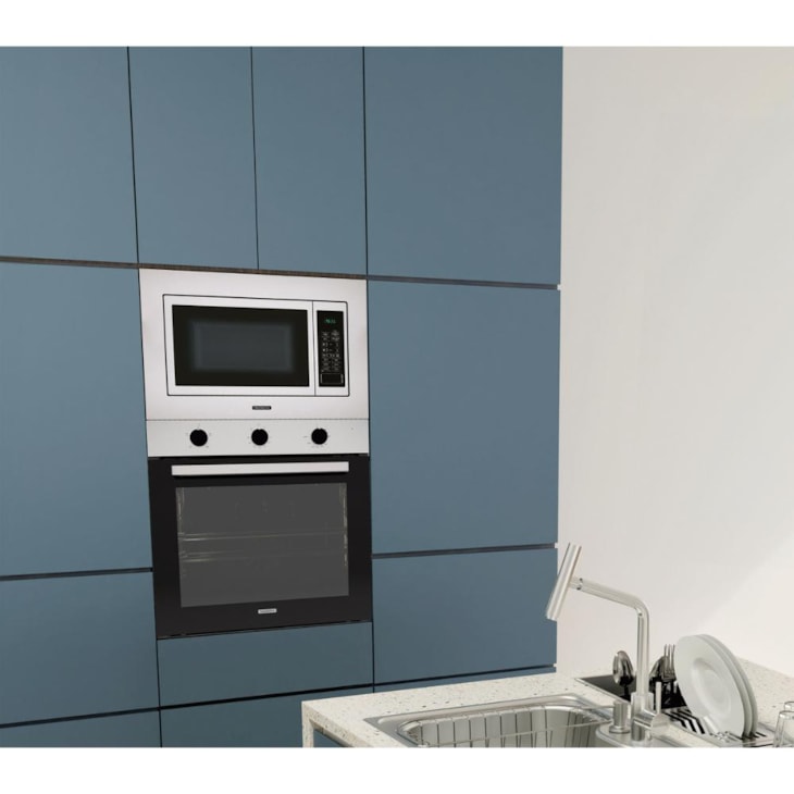 Forno Micro-ondas De Embutir Aço Inox 8 Funções Easy 60 Acetinado Tramontina 25L