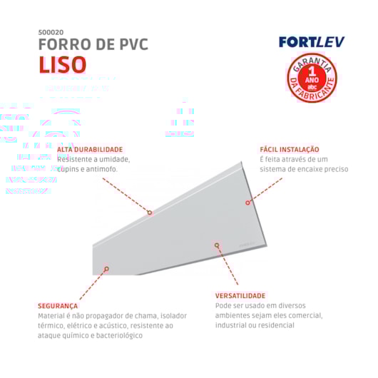 Forro De Pvc Liso Branco Fortlev 20x600x0,8cm - Imagem principal - e91860f6-d40d-45d1-a5c2-0cdbd620d704