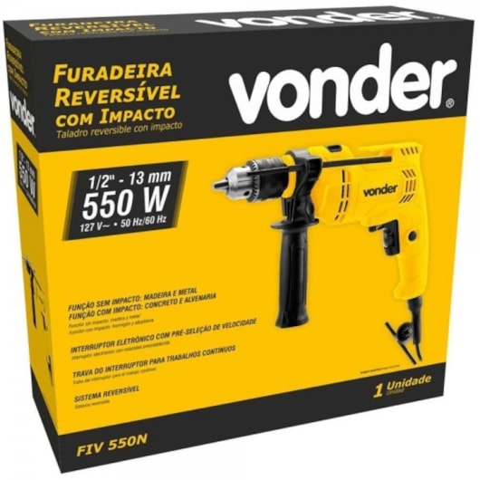 Furadeira Com Impacto 1/2 FIV 550N 127V Vonder - Imagem principal - 452f16d5-61f3-4e75-87d8-8352ca9f10c2