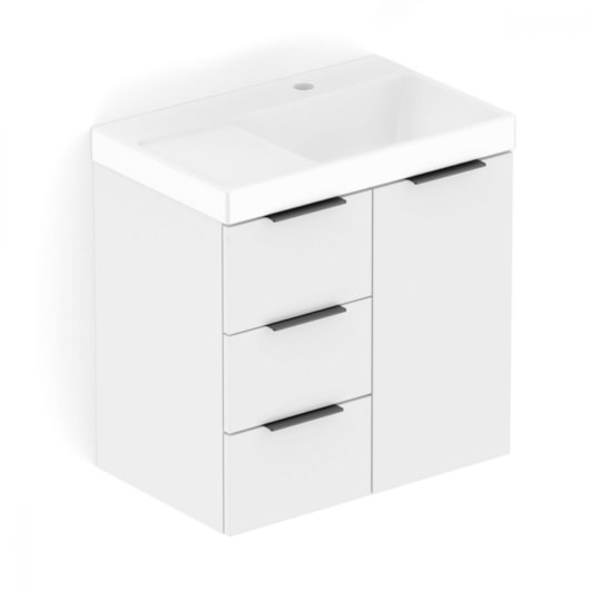 Gabinete Com Cuba Arenal Com Gavetas e Porta Branco Brilhante Roca 60x38cm - Imagem principal - 689c00d0-464c-463b-b1af-36074158387a