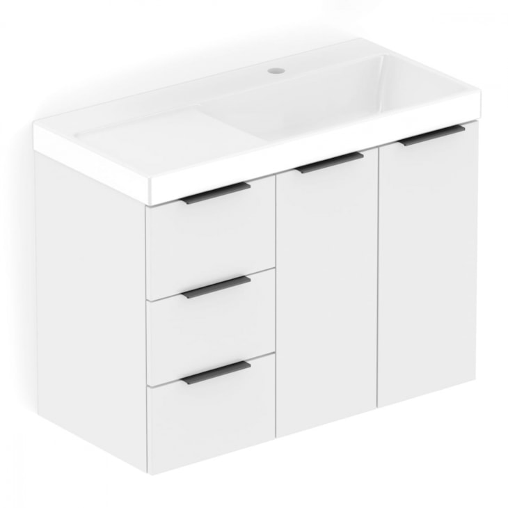 Gabinete Com Cuba Arenal Com Gavetas e Porta Branco Brilhante Roca 80x38cm 