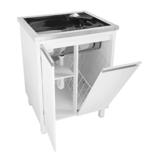 Gabinete Com Tanque Inox Alto Brilho Com Válvula 3,5 Docol 63x51,5x85 cm - Imagem principal - 6f51db9b-0fd3-4b84-9348-20cdda0e4b4d