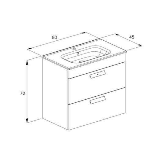 Gabinete Integrado 2 Gavetas Com Lavatório Debba Branco Roca - Imagem principal - 8b8412cd-4dfc-4df3-8042-bbf79bcda0cc