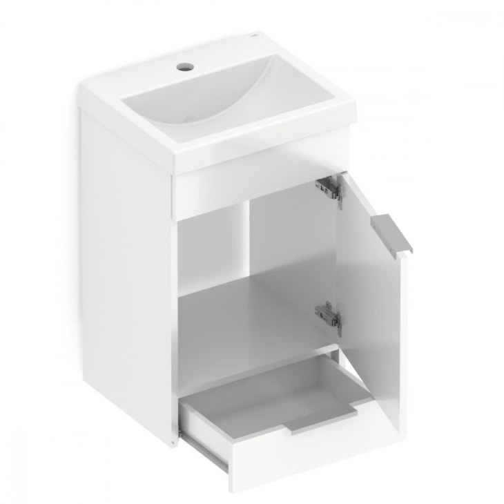 Gabinete Para Banheiro Com Lavatório 1 Gaveta 1 Porta Like Branco Celite  41x34cm   