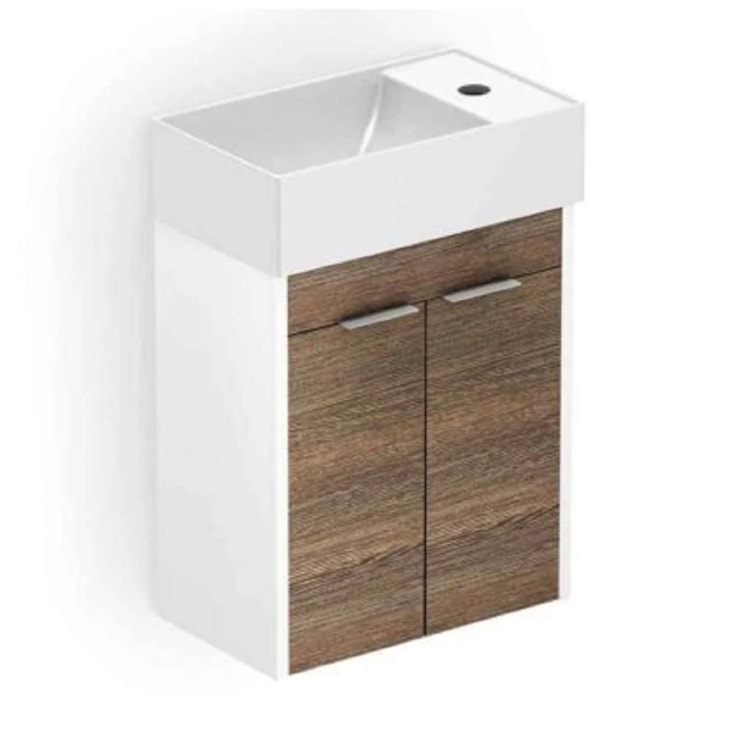 Gabinete Para Banheiro Com Lavatório 2 Portas Branco Saveiro Wengue Celite 40x22cm