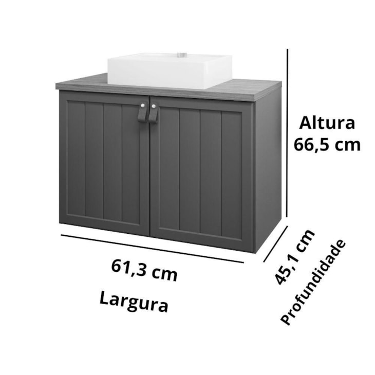 Gabinete Para Banheiro Com Lavatório Alure Cappuccino Freijo MGM Moveis 61,3cm