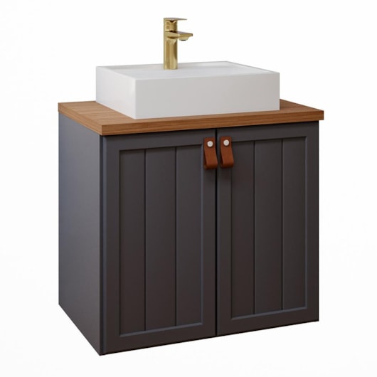 Gabinete Para Banheiro Com Lavatório Alure Titanium Freijo MGM Moveis 60cm - Imagem principal - 725573b0-8e47-421b-8b64-2619489dad1d